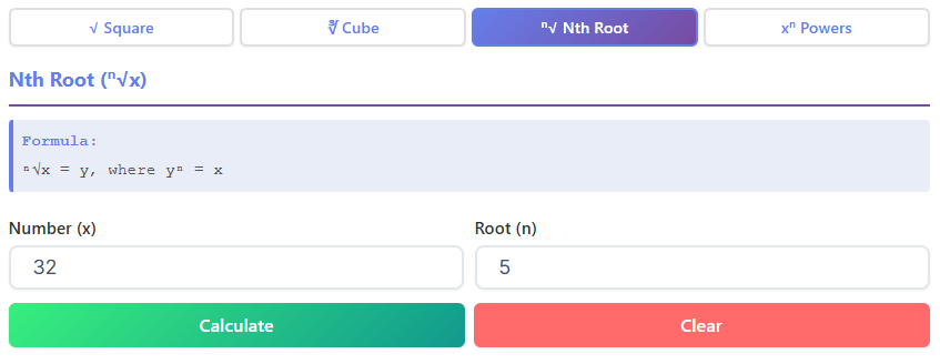 square root curve calculator