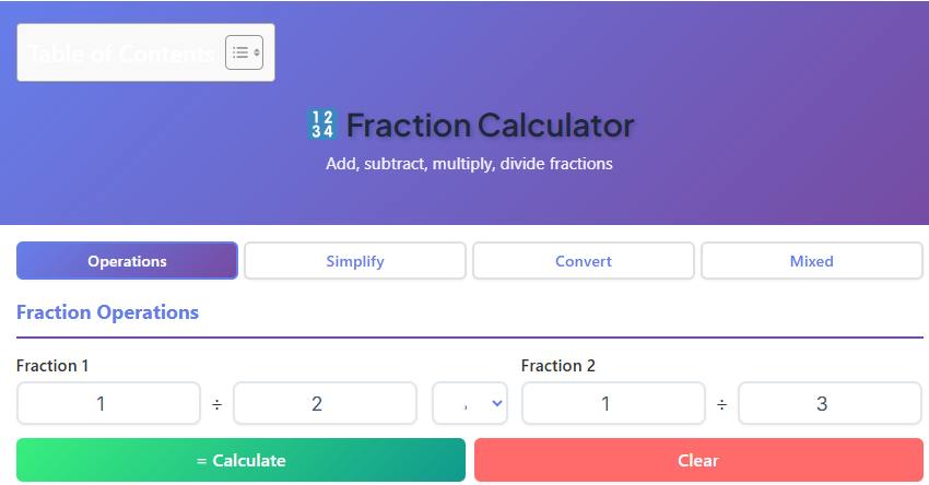 fraction calculator