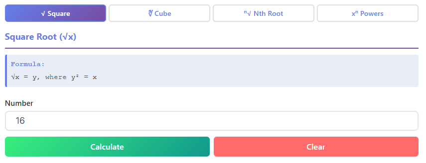 square root curve calculator