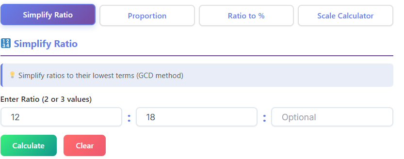 simplify ratio calculator