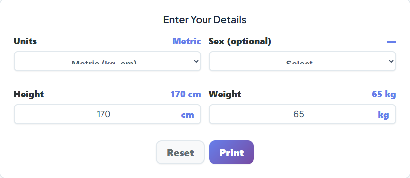 BMI Calculator for Amputation
