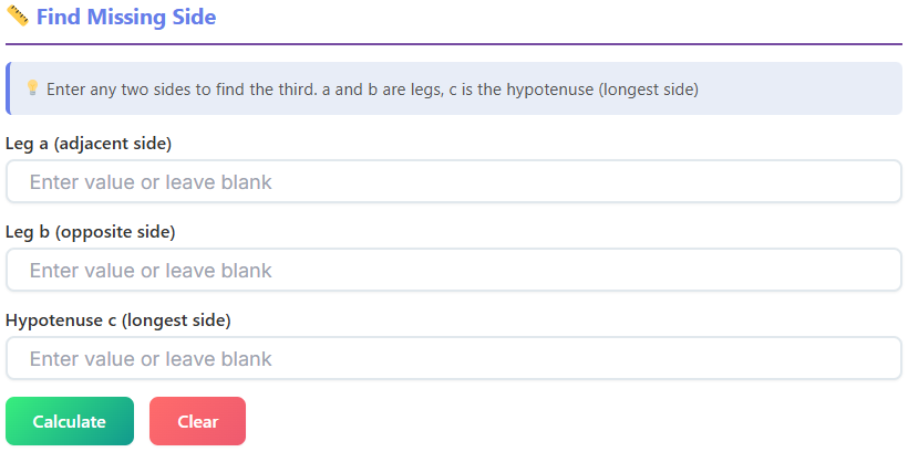 pythagorean theorem equation solver