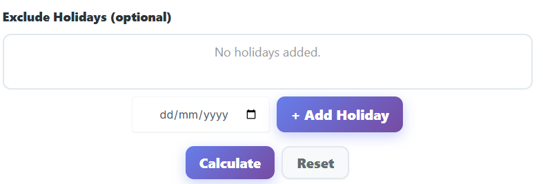 calculate working days between two dates