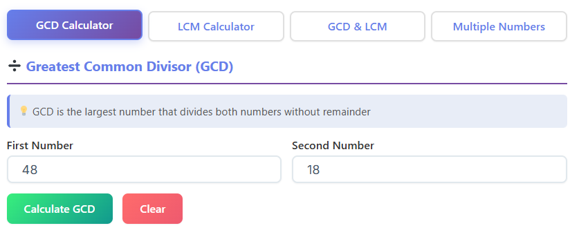 gcd calculator