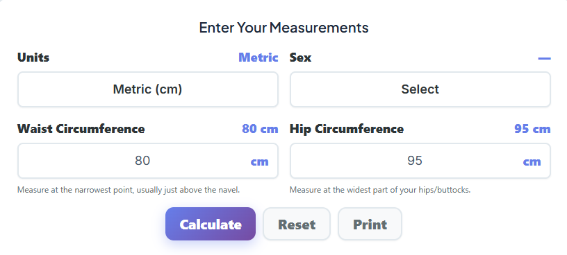 waist to hip ratio calculator
