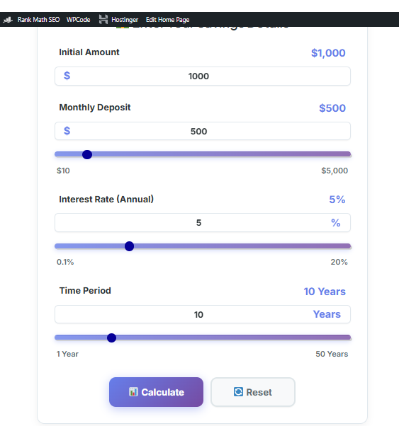 Smart Savings Calculator Online