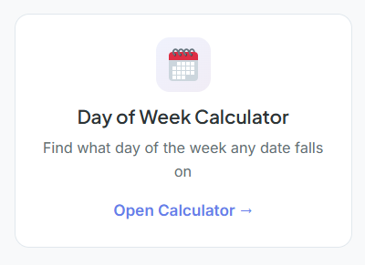 Calculate day of week from date