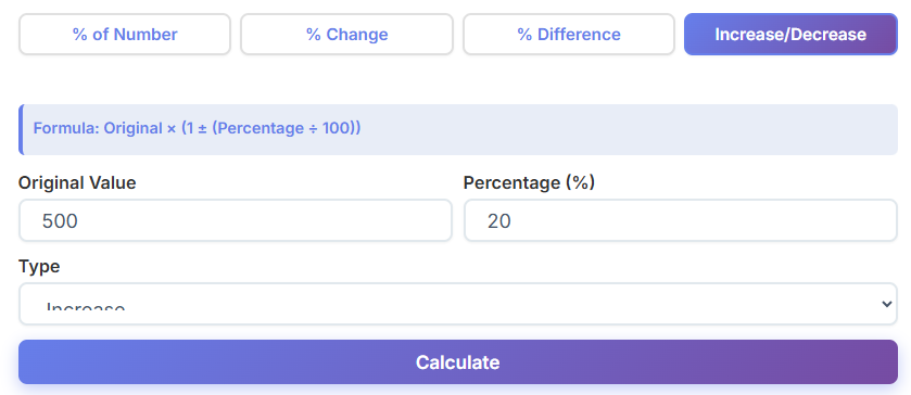 how to calculate a percentage increase of a percentage