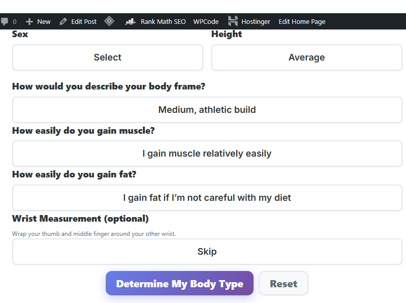 body type calculator female