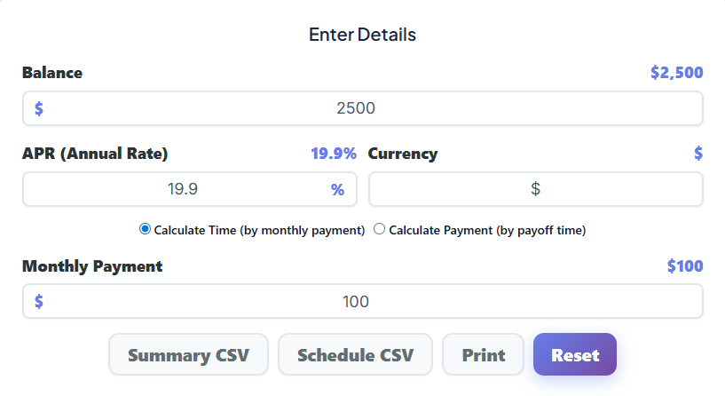 credit card interest calculator online free