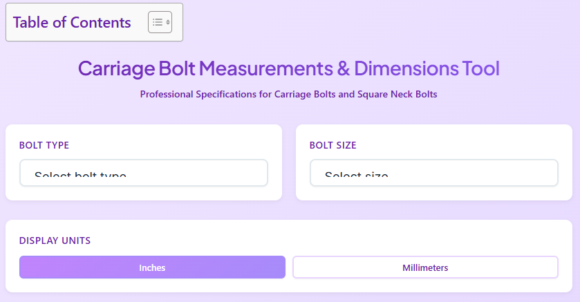 carriage bolt measurements