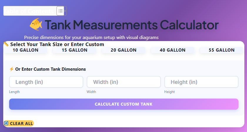 15 gallon tank measurements