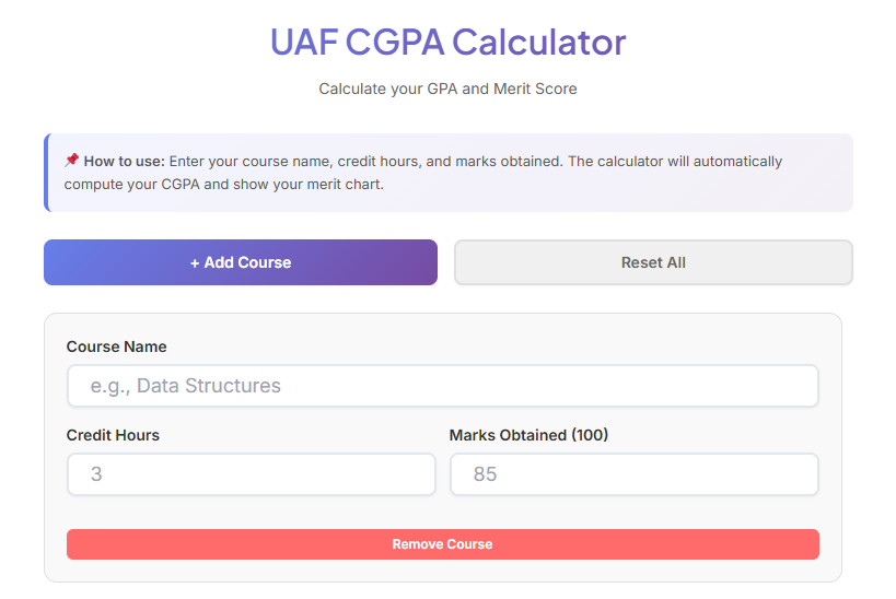 CGPA Calculator UAF