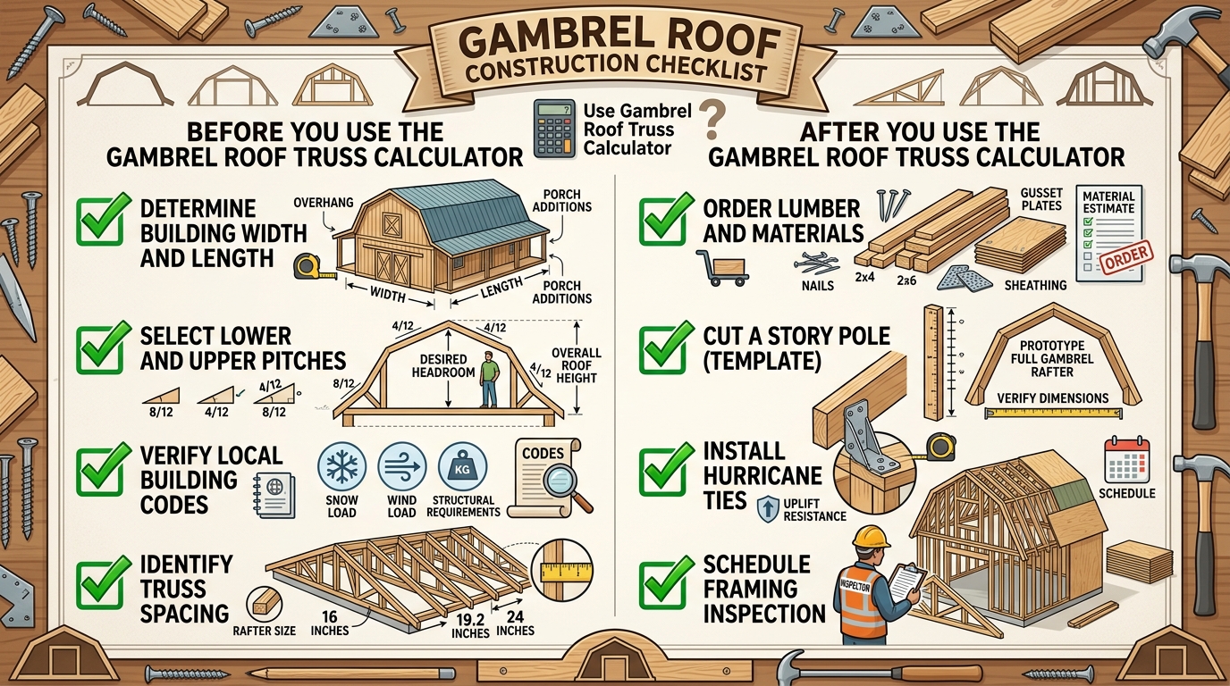 Gambrel roof truss calculator construction checklist for builders and DIY