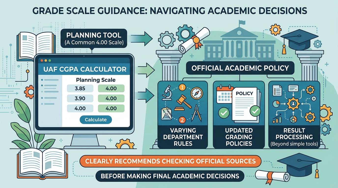 Grade scale guidance and policy notes for UAF CGPA planning