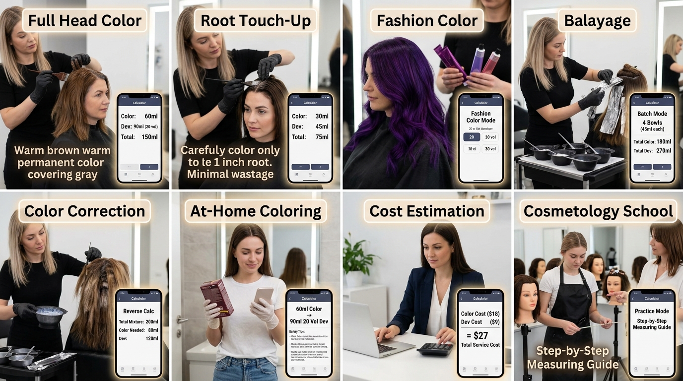 1 to 1.5 ratio hair color calculator scenarios for salon and home use