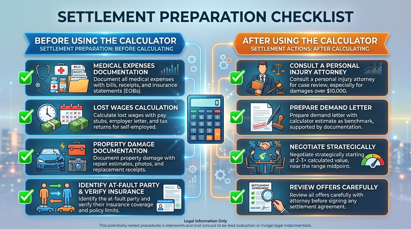 How are settlements calculated preparation checklist for personal injury victims