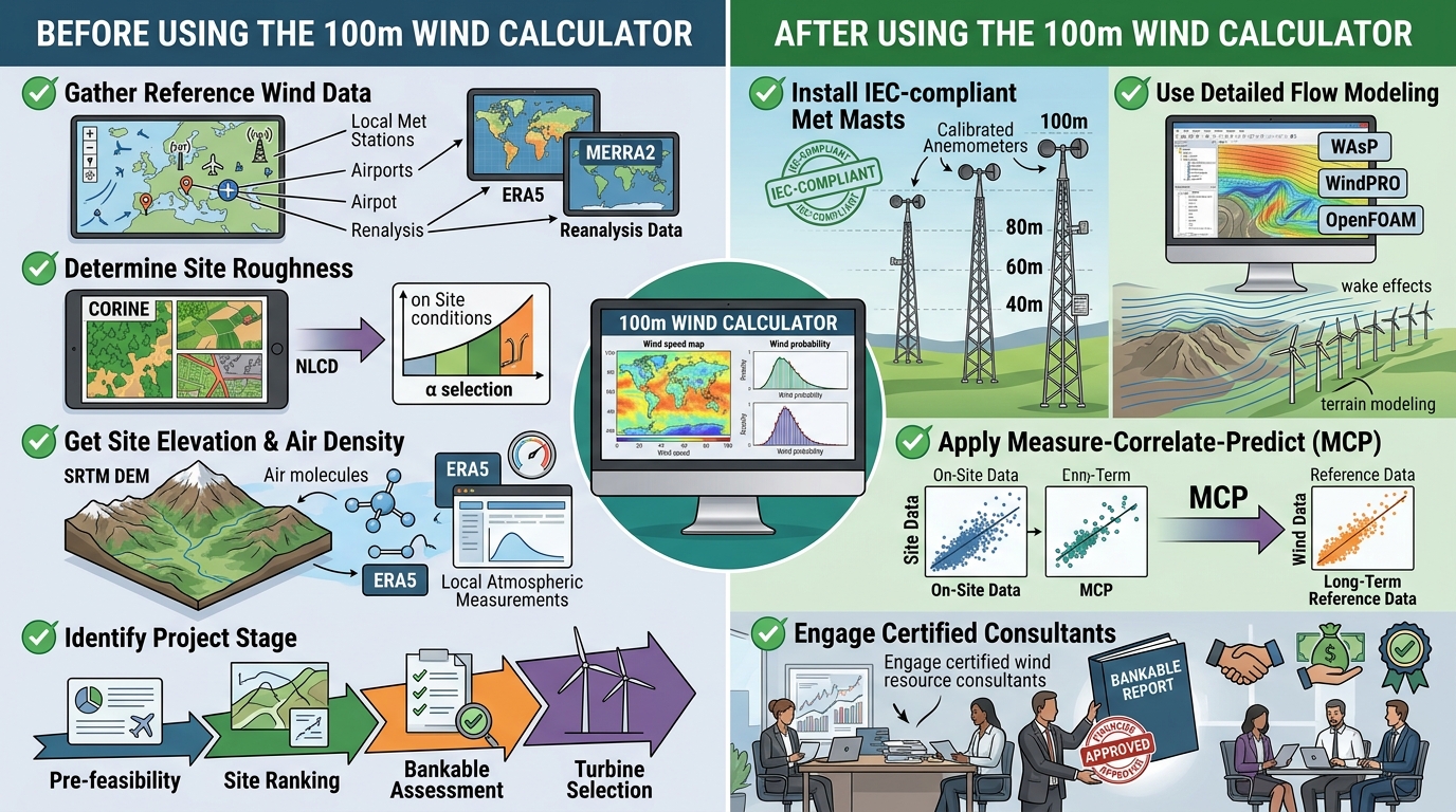 100m wind calculator industry checklist for wind resource assessment